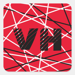 クール抽象芸術レッドストライプの・ギター名イニシャル スクエアシール