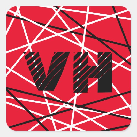 クール抽象芸術レッドストライプの・ギター名イニシャル スクエアシール (正面)