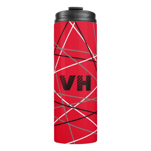 クール抽象芸術レッドストライプの・ギター名イニシャル タンブラー (正面)