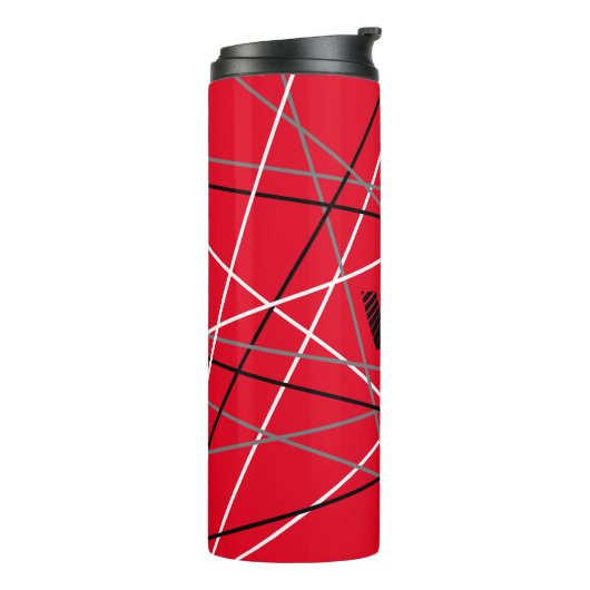 クール抽象芸術レッドストライプの・ギター名イニシャル タンブラー (回転左)