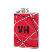 クール抽象芸術レッドストライプの・ギター名イニシャル フラスク (左)