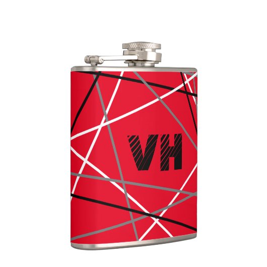 クール抽象芸術レッドストライプの・ギター名イニシャル フラスク (右)