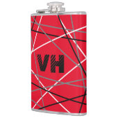 クール抽象芸術レッドストライプの・ギター名イニシャル フラスク (左)