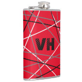 クール抽象芸術レッドストライプの・ギター名イニシャル フラスク (右)