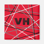 クール抽象芸術レッドストライプの・ギター名イニシャル マグネット (正面)