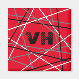 クール抽象芸術レッドストライプの・ギター名イニシャル マグネット