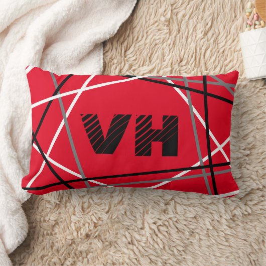 クール抽象芸術レッドストライプの・ギター名イニシャル ランバークッション (ブランケット)