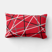 クール抽象芸術レッドストライプの・ギター名イニシャル ランバークッション (裏面)