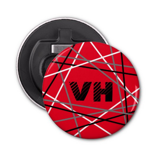 クール抽象芸術レッドストライプの・ギター名イニシャル 栓抜き (正面)