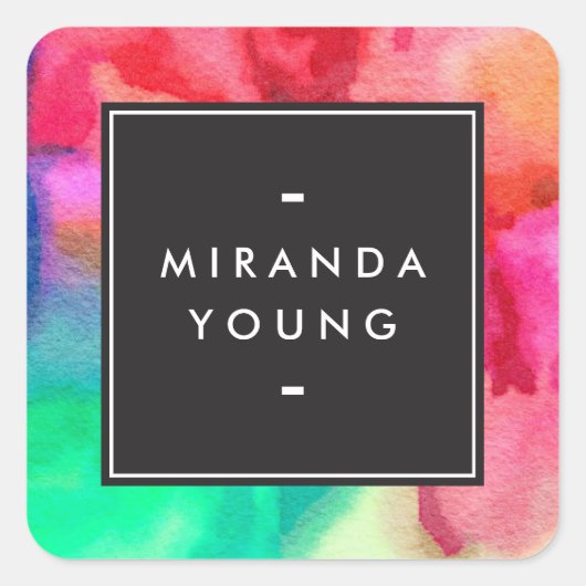 クール抽象芸術数々のカラーの水色モダン スクエアシール (正面)