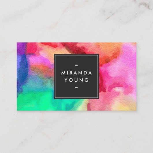 クール抽象芸術数々のカラーの水色モダン 名刺 (正面)