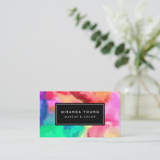 クール抽象芸術数々のカラー水彩画IIIモダン 名刺 (スタンド正面)