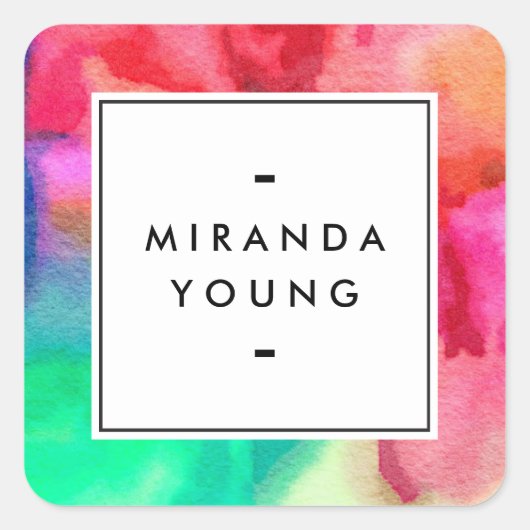 クール抽象芸術数々のカラー水彩色II スクエアシール (正面)