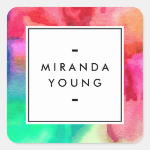 クール抽象芸術数々のカラー水彩色II スクエアシール