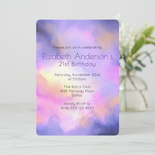 クール抽象芸術水彩誕生日招待状 招待状 (スタンド正面)