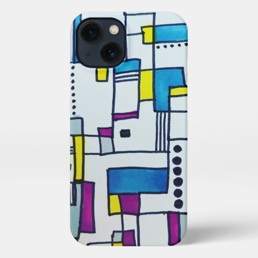 クール抽象芸術水玉模様ブロック iPhoneケース (裏面)