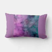 クール抽象芸術紫およびティール(緑がかった色)装飾用クッション ランバークッション (裏面)