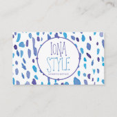 クール抽象芸術紫と青の水彩模様 名刺 (正面)