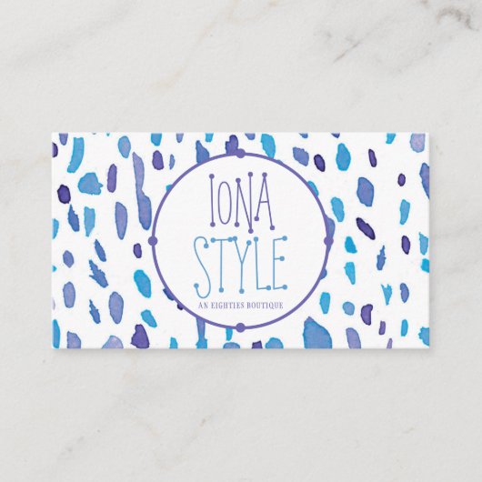 クール抽象芸術紫と青の水彩模様 名刺 (正面)