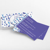 クール抽象芸術紫と青の水彩模様 名刺
