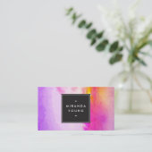クール抽象芸術紫/ピンクの水色モダン 名刺 (スタンド正面)