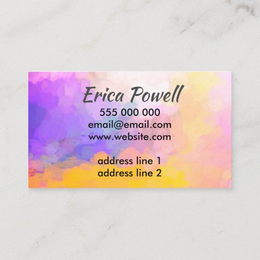 クール抽象芸術青はっきりしたカラフル芸術的 名刺 (裏面)