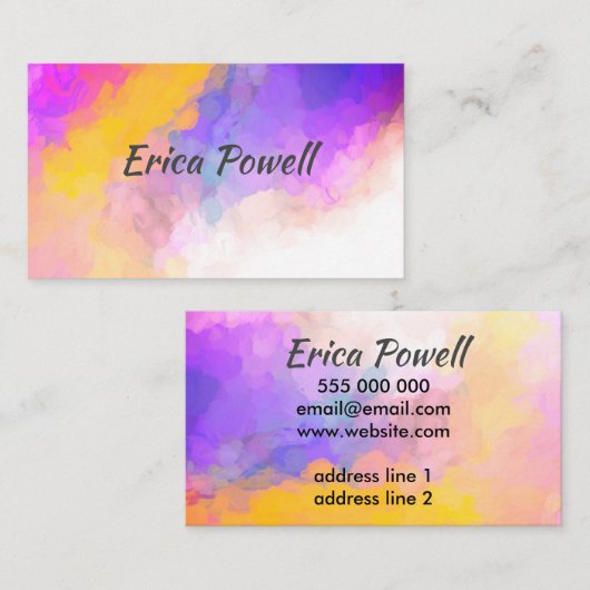 クール抽象芸術青はっきりしたカラフル芸術的 名刺 (正面/裏面)