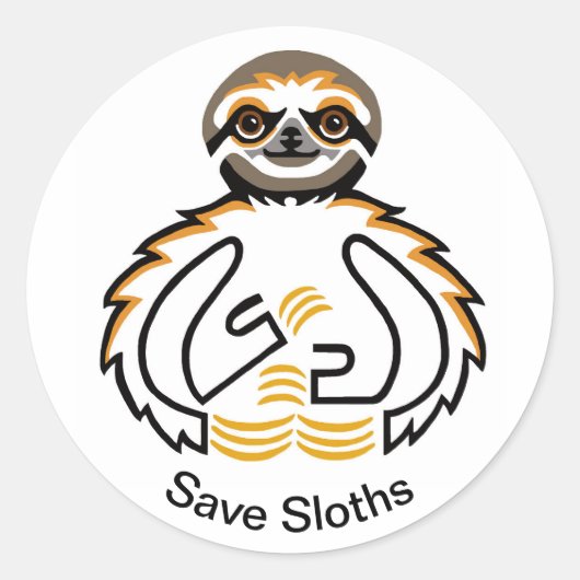 クール救SLOTHS – 動物活動家 – 野生生物 ラウンドシール (正面)
