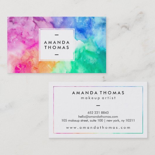 クール数々の抽象芸術色のモダン水彩 名刺 (正面/裏面)