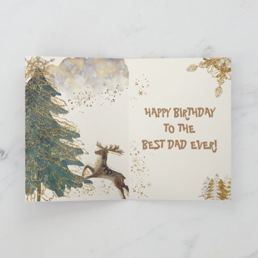 クール最高のパパEver Christmasハッピーバースデー写真 カード (内部)