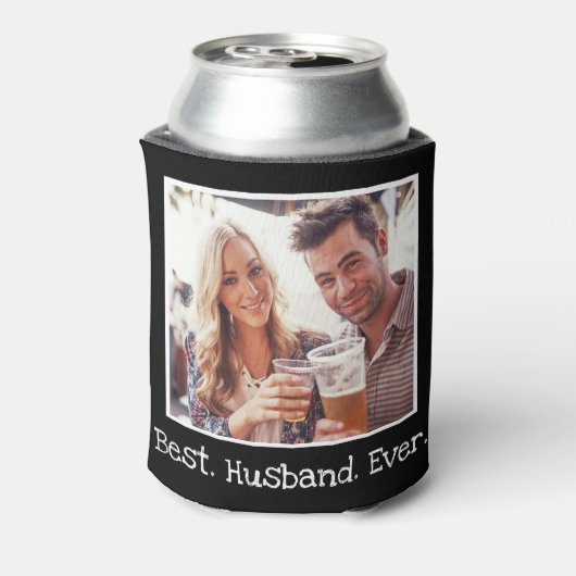 クール最高のユニーク夫が写真を撮ったパーソナライズされたこと 缶クーラー (缶裏面)