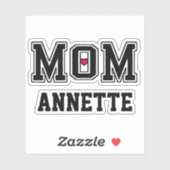 クール母の単語とハートラブスポーティ名前をカスタムする シール (シート)