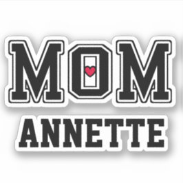 クール母の単語とハートラブスポーティ名前をカスタムする シール