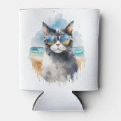 クール水彩夏のタキシード猫 缶クーラー (正面)