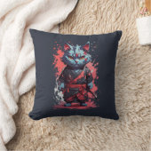 クール水彩灰色忍者キャットウォリアー クッション (ブランケット)