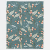 クール水色の花 フリースブランケット (正面)