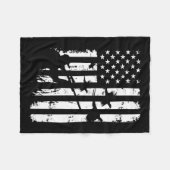 クール水鳥アメリカヴィンテージアメリカ国旗のキジ フリースブランケット (正面(横))