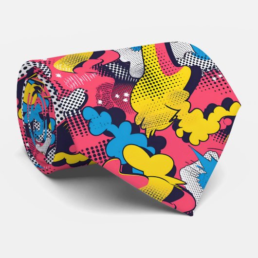 クール漫画ポップ・アートのタイル模様 ネクタイ (ロール)