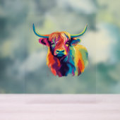 クール牛が草地のクラシックTシャツ アクリルサイン (ニュートラル)