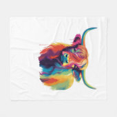 クール牛が草地のクラシックTシャツ フリースブランケット (正面(横))