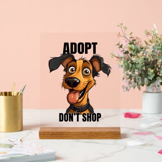 クール犬の養子縁組ワードアート アクリルサイン (ウェディング)