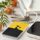 クール猫シルエッお洒落トデザイナーカスタム キーホルダー (正面右)