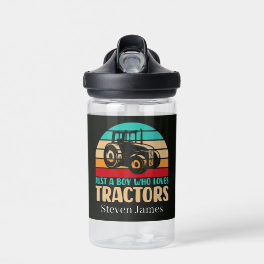 クール男の子だけトラクターの名前を追加 ウォーターボトル (正面)