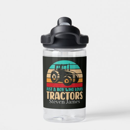 クール男の子だけトラクターの名前を追加 ウォーターボトル (背面)