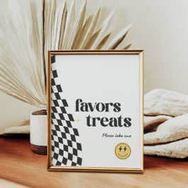 クール男の子の市松模様にレトロ ポスター