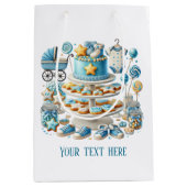 クール男の赤ちゃんシャワーのカスタマイズ ミディアムペーパーバッグ (正面)