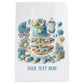 クール男の赤ちゃんシャワーのカスタマイズ ミディアムペーパーバッグ (裏面)