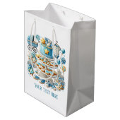 クール男の赤ちゃんシャワーのカスタマイズ ミディアムペーパーバッグ (裏面アングル)