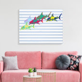 クール白いストライプサメ キャンバスプリント (インサイチュ (リビング))