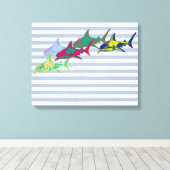 クール白いストライプサメ キャンバスプリント (インサイチュ (ウッドフロア))